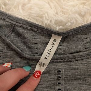 Athleta Heather Gray Perforated Top